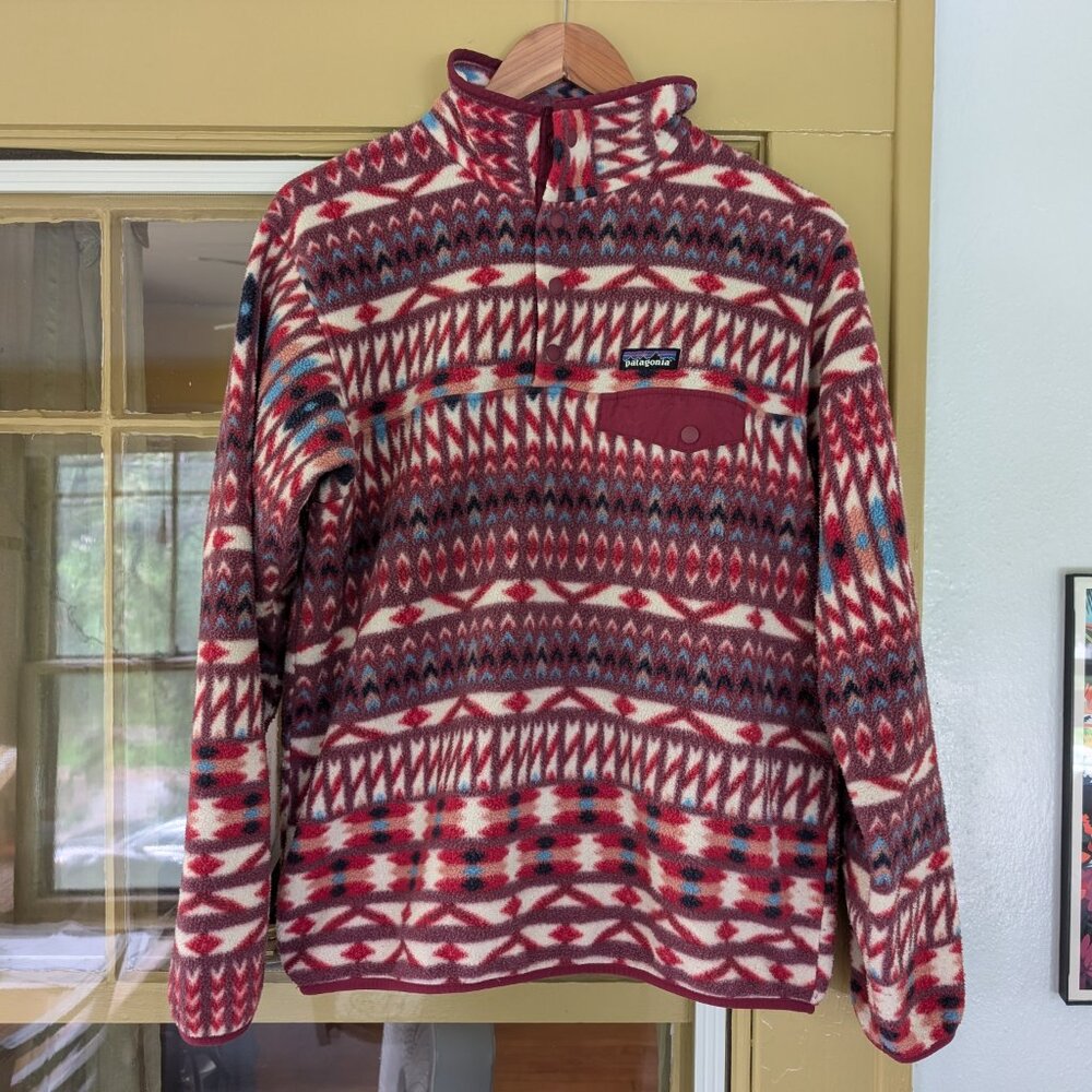 Patagonia Synchilla Fleece pullover Women's Medium pink Aztec print GUC